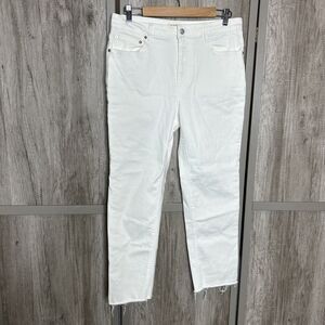 Oat White Jeans Size 12 / 31 High Rise Raw Hem Straight Leg